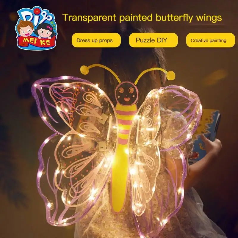 

Outdoor spring transparent painted butterfly wings handmade DIY material bag creative art kindergarten children