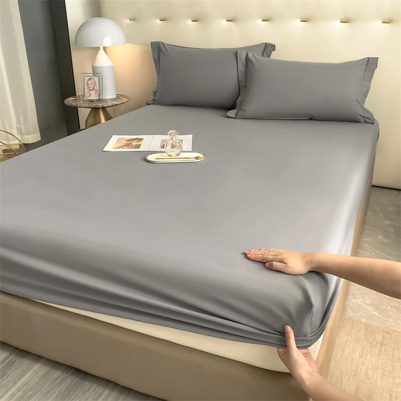 

1pc Mattress Covers Queen King Size with Elastic Band Mattress Protector Washed Cotton Solid Fitted Sheet Color Soft Comfort