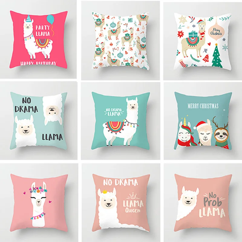 

45x45cm cute cartoon alpaca decorative pillowcase creative alpaca pillowcase printing pillowcase pillowcase