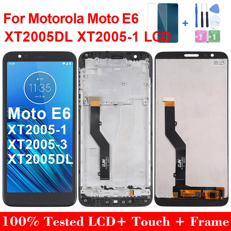 Оригинальный ЖК-дисплей для Motorola Moto E6 XT2005-1 XT2005DL, сенсорный экран, дигитайзер в сборе, Замена с рамкой