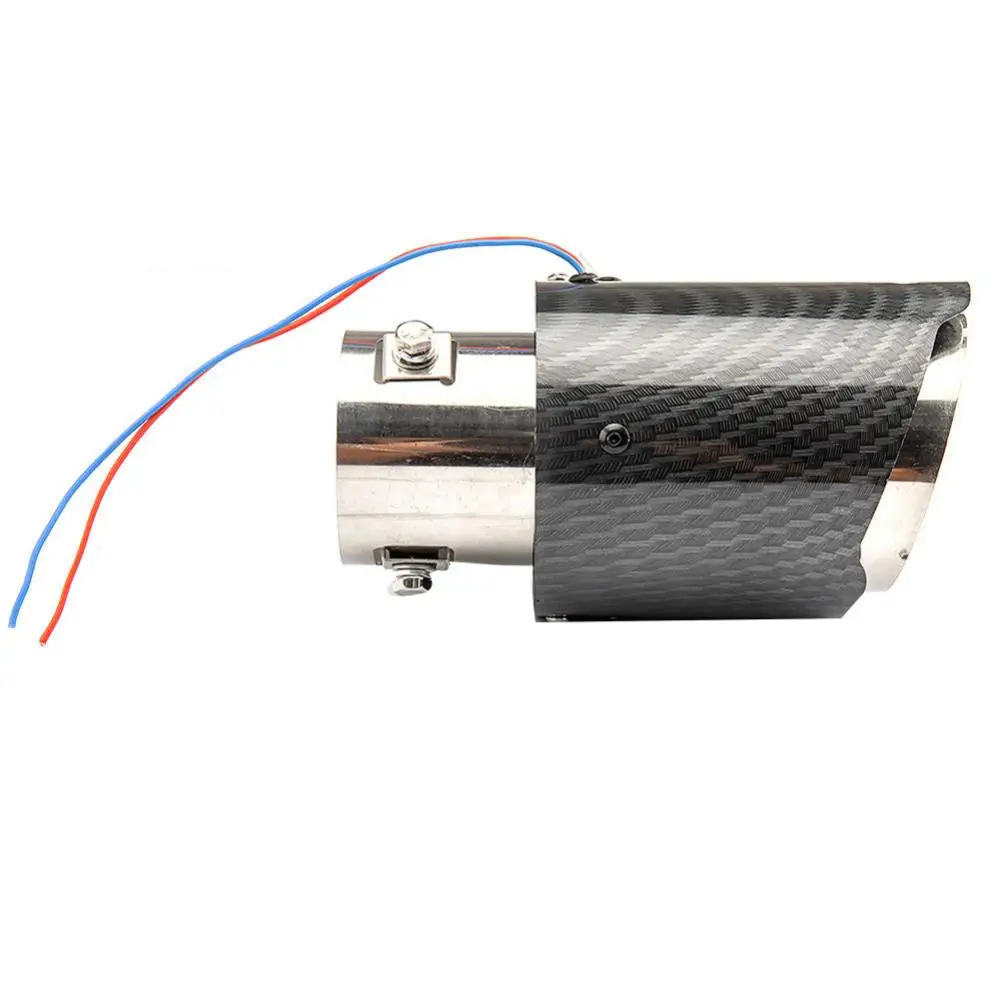 

Universal Tail Pipe Muffler Tip Replacement Car Carbon Fiber Exhaust with Red/Blue LED Light Auto Accessories