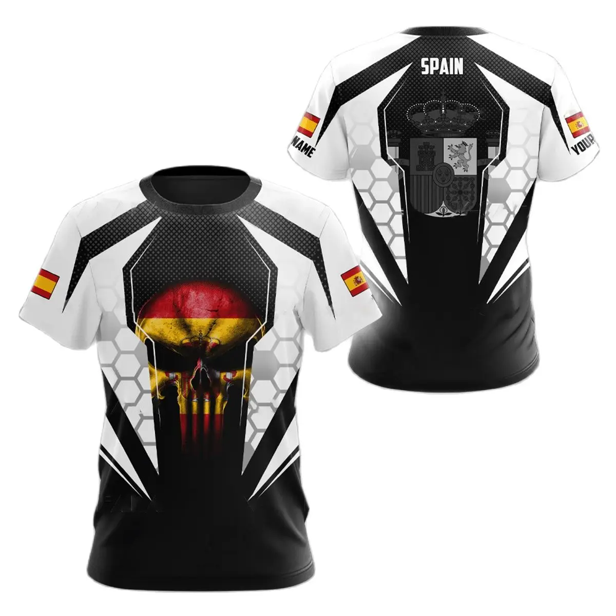 

SPAIN Spain National Emblem Printed 3D Men's T-Shirt O-Neck Short Sleeve Fashion Cool Clothing Large Size Loose Shirt For Men