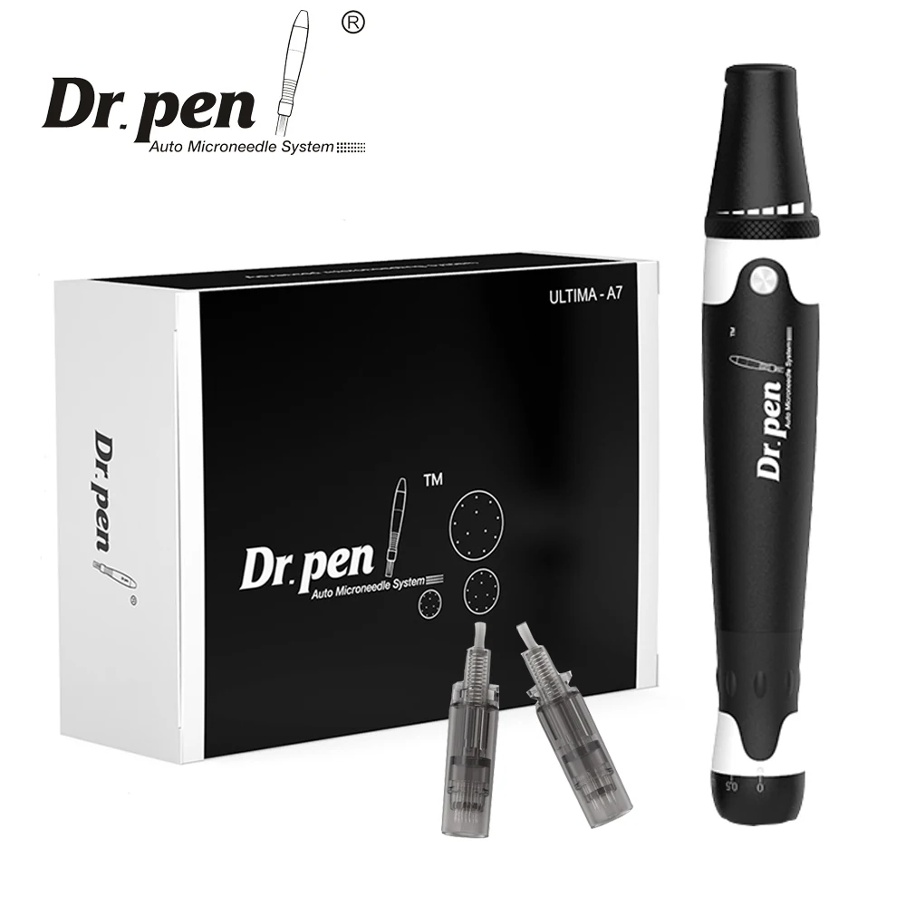 Dr Pen A7 Wired Professional Dermapen with 2 Pcs Needle Cartridges Microneedling Pen 6-Speeds MTS Beauty Machine Salon Home Use