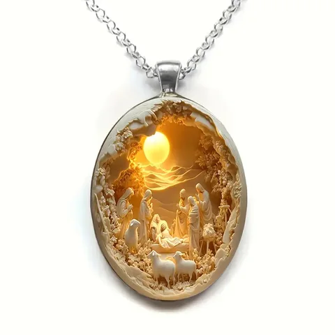 GUOLE Ретро ожерелье с кулоном из органического стекла