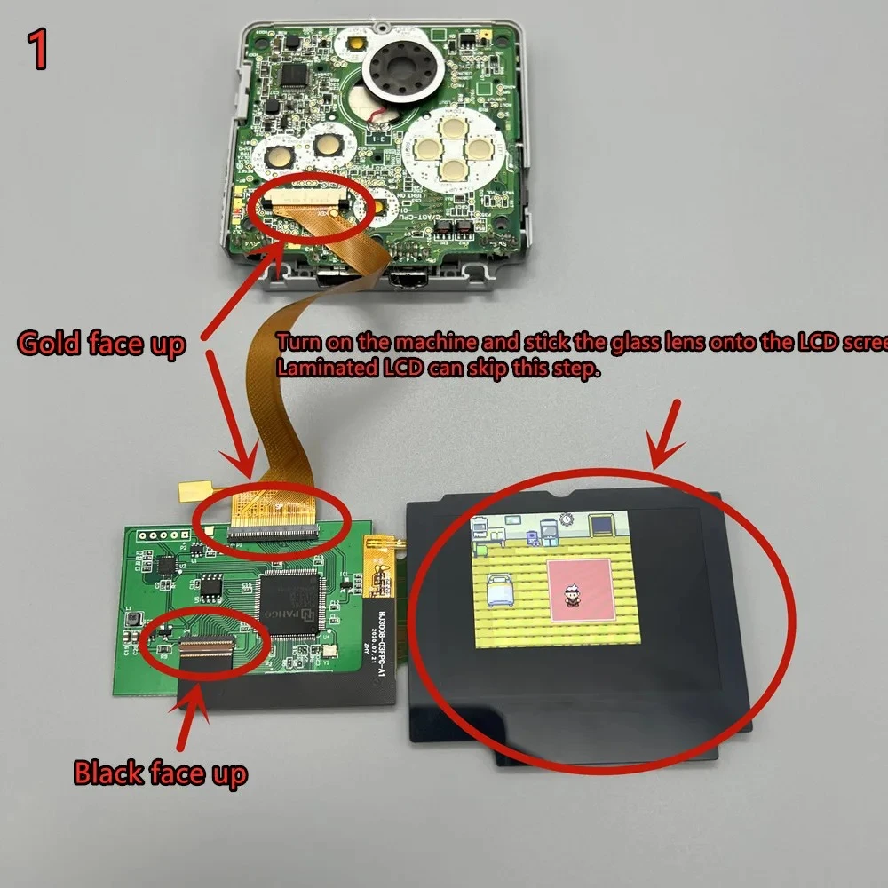 Фото Новый 3,0-дюймовый оригинальный яркий IPS LCD-экран для замены экрана Gameboy Advance SP GBASP, с комплектом корпуса в комплекте. №4