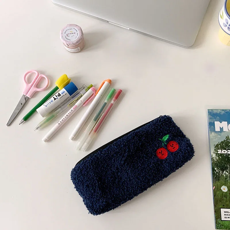 Сумка-карандаш с вышивкой вишни плюшевый пенал сумка для канцелярских