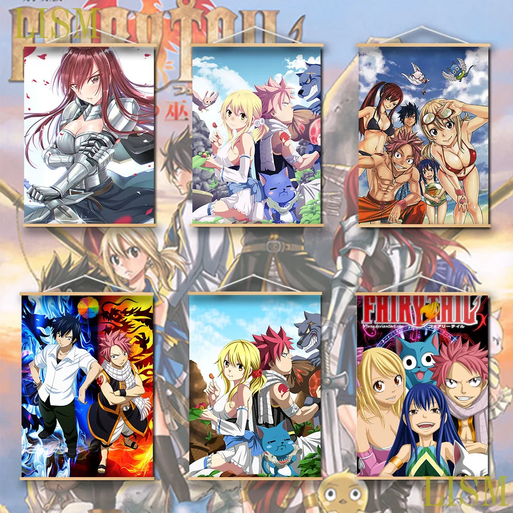 

Anime Poster FAIRY TAIL Zeref·Dragneel August Eileen Belserion Wall Picture Solid Wood Hanging Scroll Canvas Wall Poster