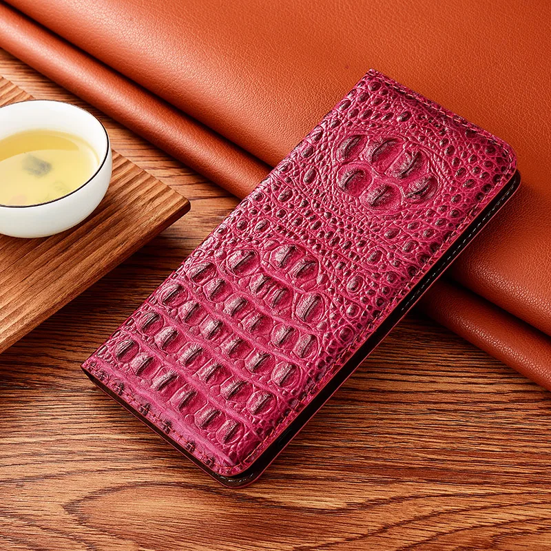 

Crocodile Genuine Leather Case for ZTE S30 Pro SE 5G Voyage 20 Pro Cowhide Magnetic Cover