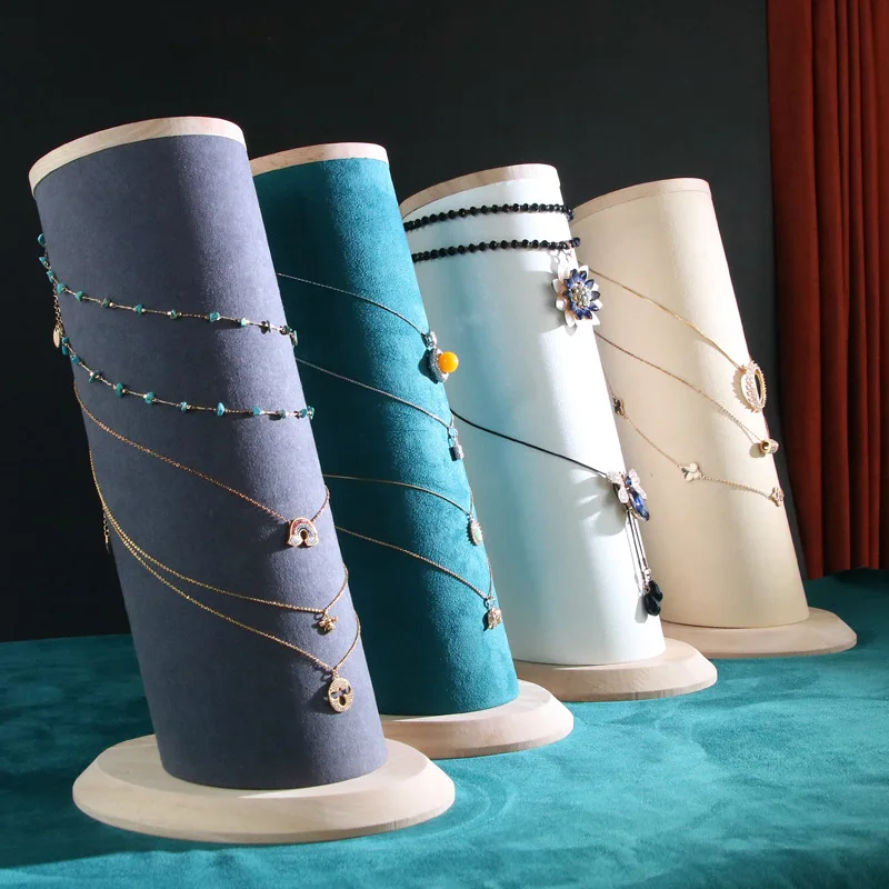 

Бамбуковая фланелевая Подвеска Ожерелье рамка стойка 11 см цилиндрические ювелирные изделия реквизит для демонстрации живых витрин