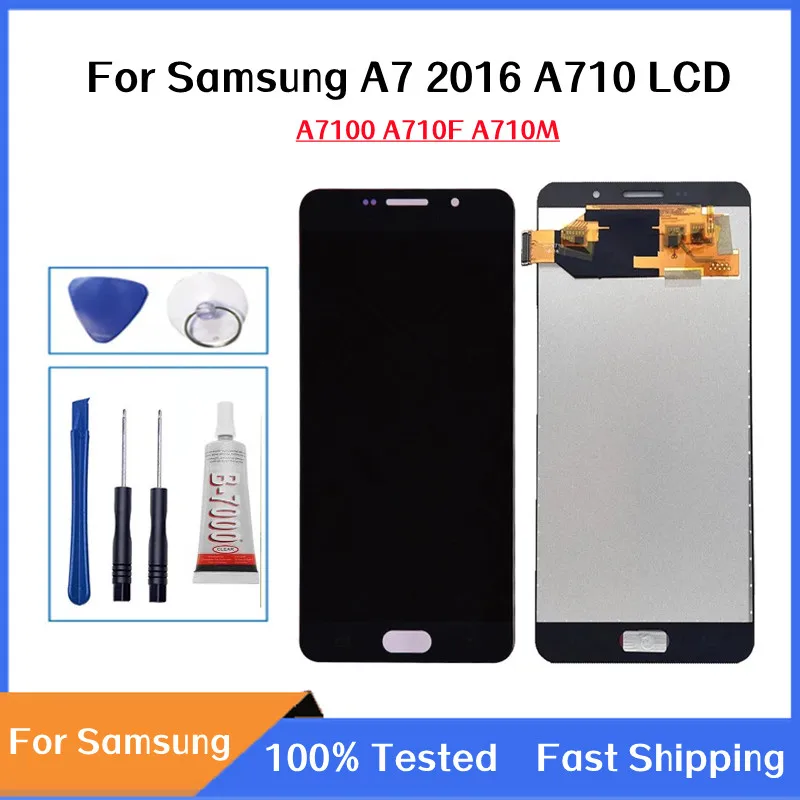 

TFT Tested LCD For Samsung Galaxy A7 2016 A710 A710F A710M A700K A7100 LCD Display Touch Screen Digitizer Assembly Free Gifts
