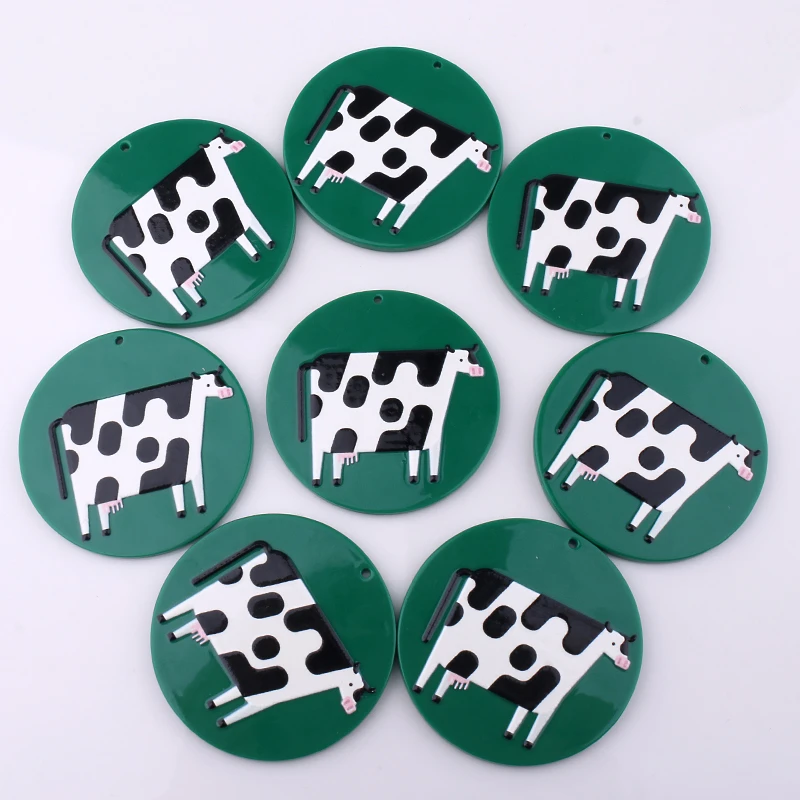 10 шт. 45x45 мм акриловая лампа с рисунком крупного рогатого скота для сережек