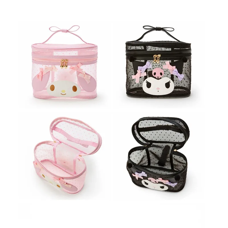 

Kawaii Sanrio Kuromi My Melody Cartoon Image Mesh Cosmetic Bag Cute and Delicate Hand-Held Sundries Makeup Storage Bag for Girls