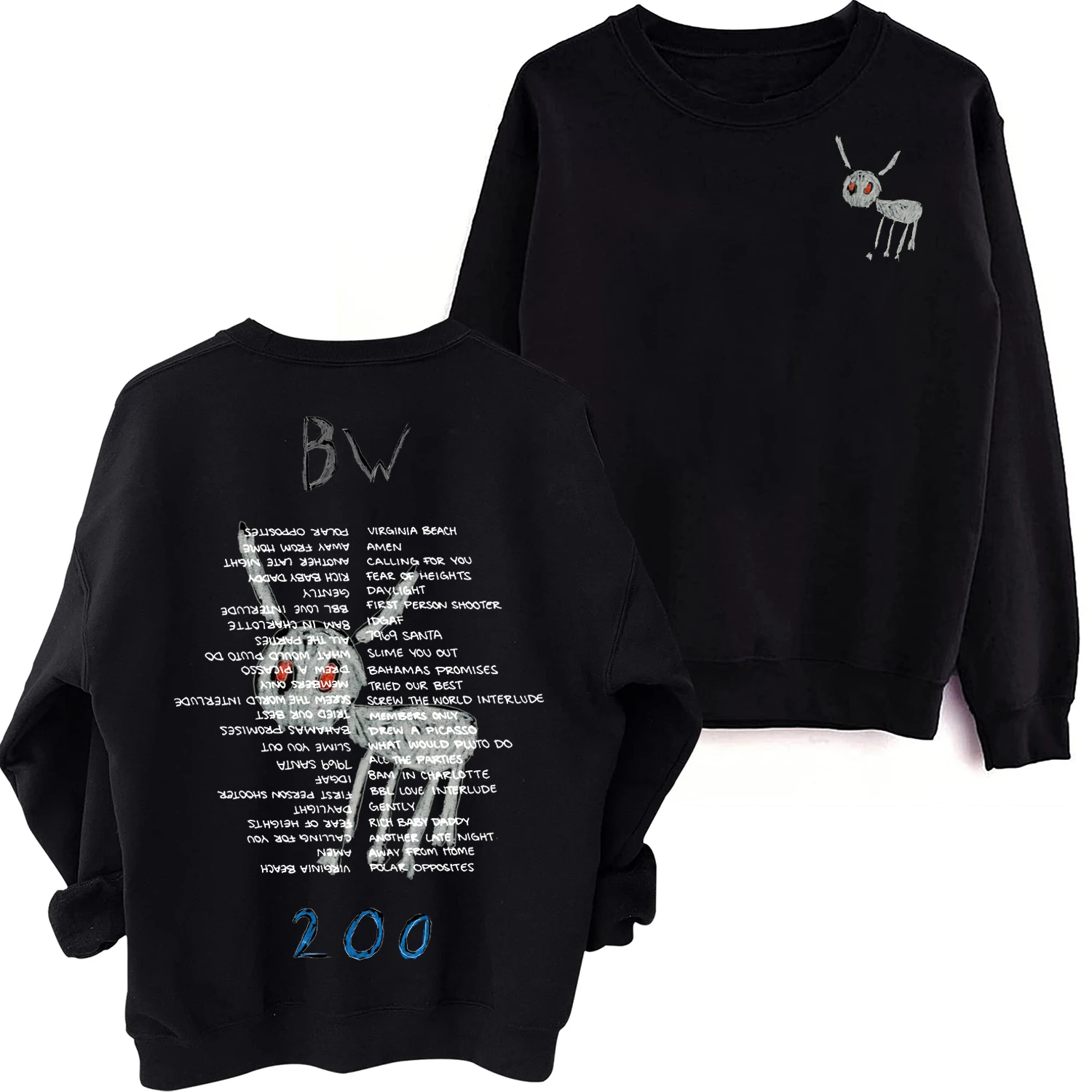 Толстовка с круглым вырезом и принтом Дрейка для всех собак музыкальный тур 2023