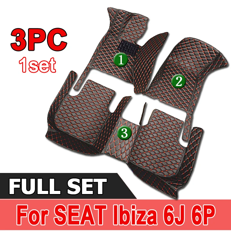 

Автомобильные коврики для SEAT Ibiza 6J 6P MK4 2008 ~ 2017, водонепроницаемые коврики, прочные коврики, роскошные кожаные коврики, автомобильные аксессуары 2009 2010
