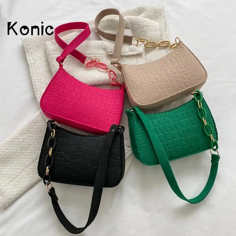 

Konic Ювелирные Сумки из искусственной кожи, Модные Винтажные фетровые сумки на плечо для женщин, уличные женские сумки y2k, кошельки, шикарная седельная сумка 2023