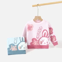 sweater knit girl clothes autumn winter warm pink rabbit designer jumper tops for child baby toddlers