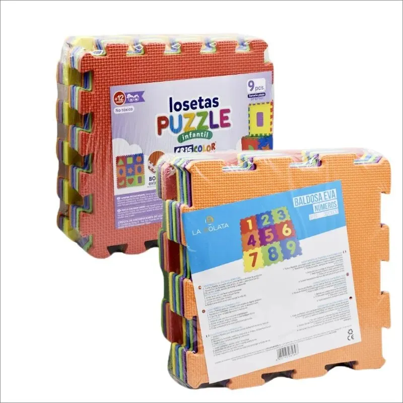 Alfombra Puzzle Infantil EVA, Alfombra Puzzle De Números  Y  De Formas  Desmontable 30×30 cm，Total 18 piezas 2 Unidades