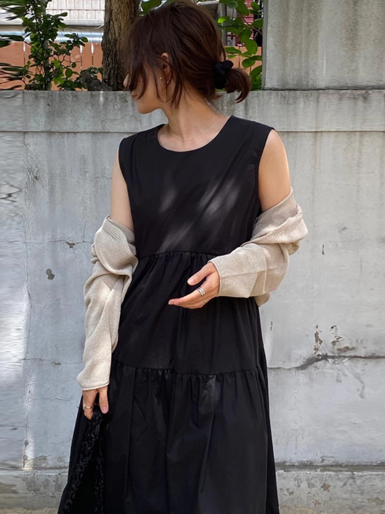 Gaganight женское плиссированное платье-жилет с круглым вырезом без рукавов 2022