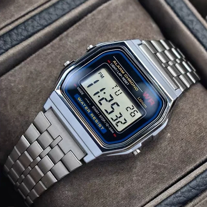 Luxury F91w Fashion Digital Men's Watches Stainless Steel Link Wrist Watch Band Business Electronic Women Clock Reloj Hombre