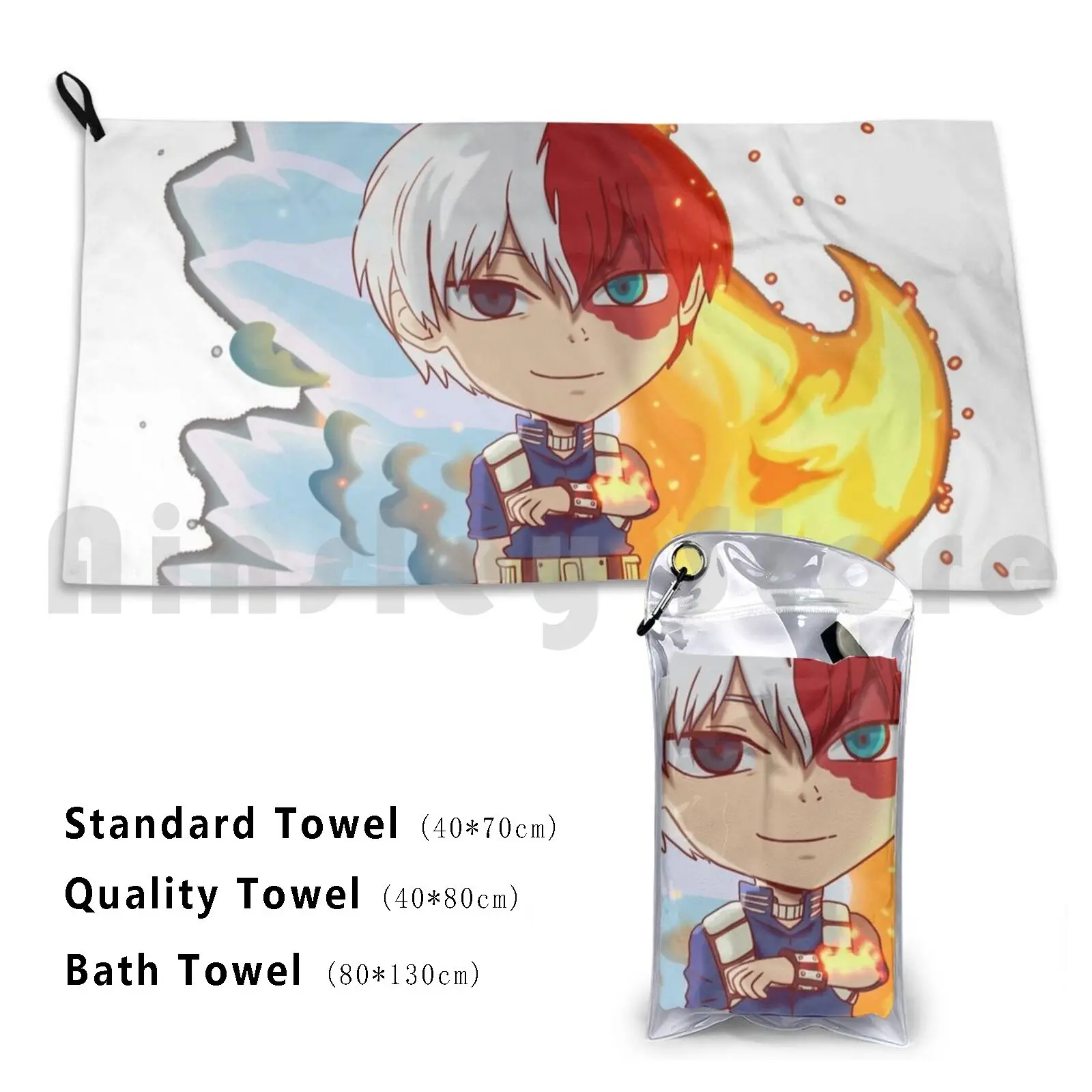 

Chibiroki Pin! Bath Towel Beach Cushion Bnha Hero Todoroki Shouto Todoroki Shouto Ice Fire Chibi Cute Shoto