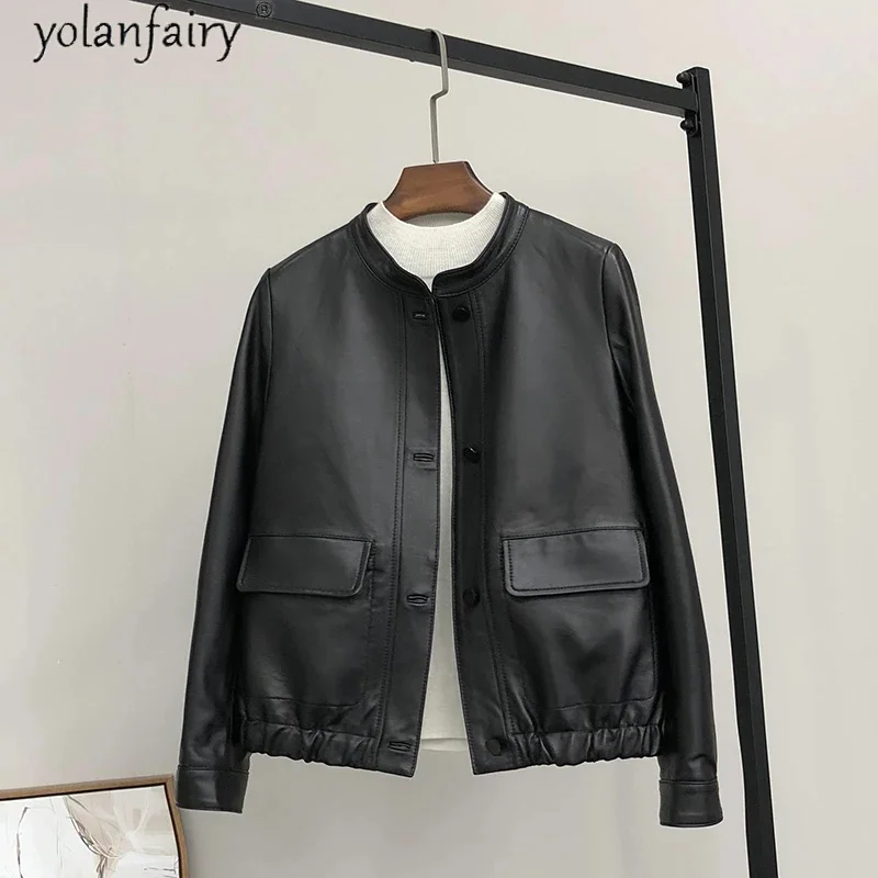 

Женская Весенняя куртка из 2024 натуральной кожи, женское высококачественное корейское пальто из натуральной овчины, женские куртки KJ7045