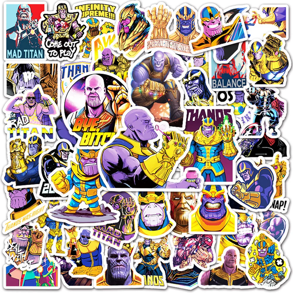 

10/30/50pcs Marvel Thanos Stickers for Kids DIY Luggage Diary Phone Guitar Water Bottle Cool Toy Gift Stickers Decals