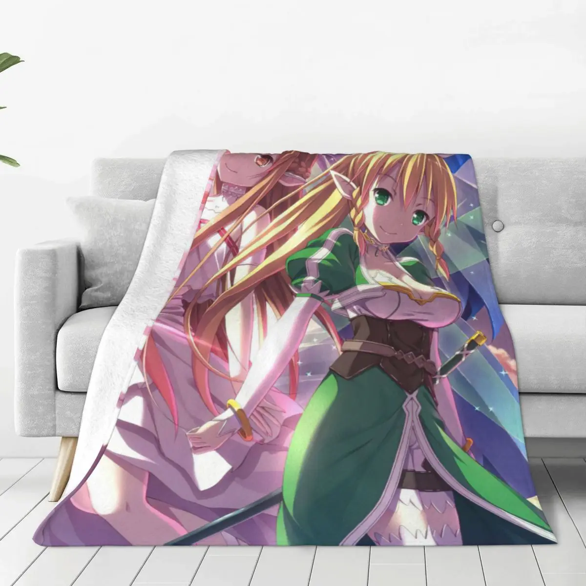 

Kirigaya Suguha Yuuki Asuna Knitted Blankets Sword Art Online Anime Plush Throw Blanket Summer Air Conditioning Warm Bedsprea