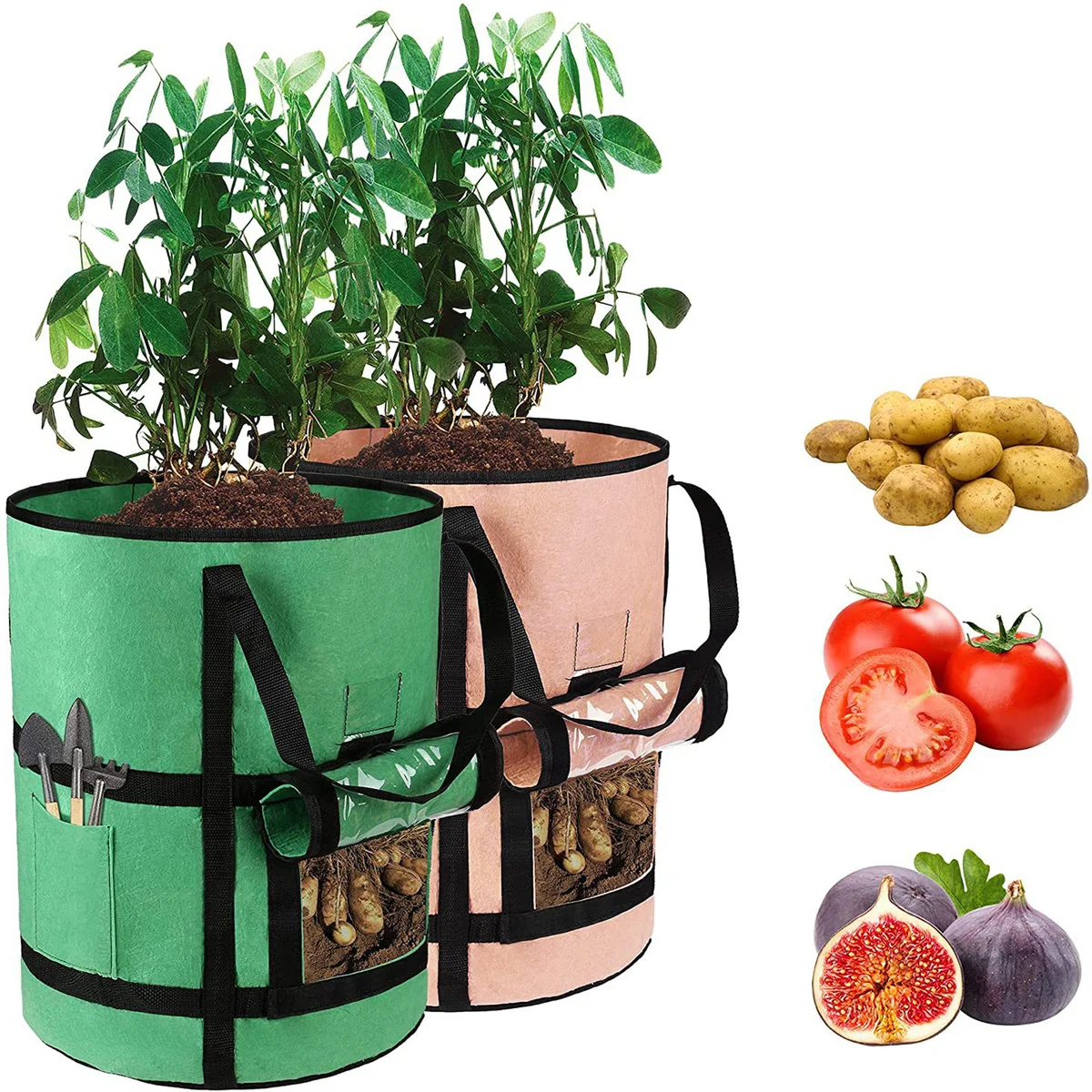 

7/10 Gallon Plant Growing Bag Tool Storage Transparent Visual Multi-webbing Non-woven Fruit and Vegetable Seedling Bag