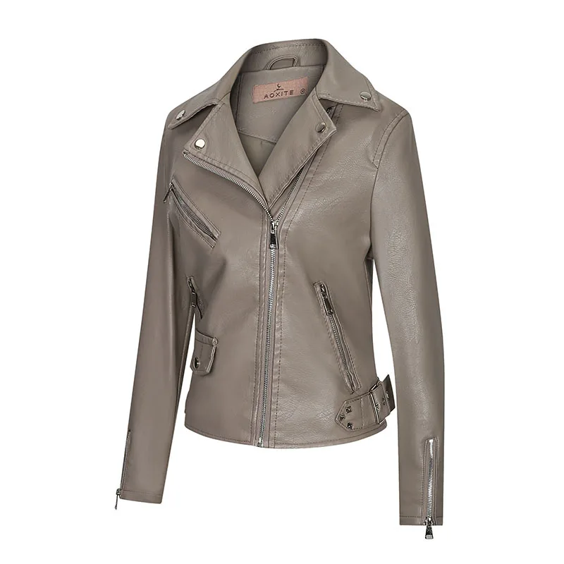 Autumn Winter Women's Leather Clothes Burgundy Red Leather Coat (women) Pu Lapel Short Slim Jacket (women)  Vintage  Zipper