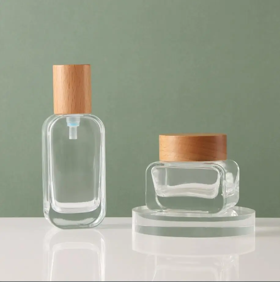 Прозрачная стеклянная банка 30 г деревянная крышка Оловянная фотолампа