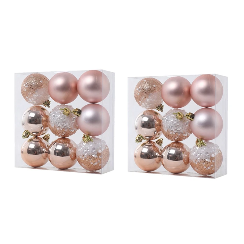 

18 PCS Christmas Ball Ornaments Xmas Tree Decorations Hanging Balls For Home New Year Party Decor - 2.36Inch, Champagne