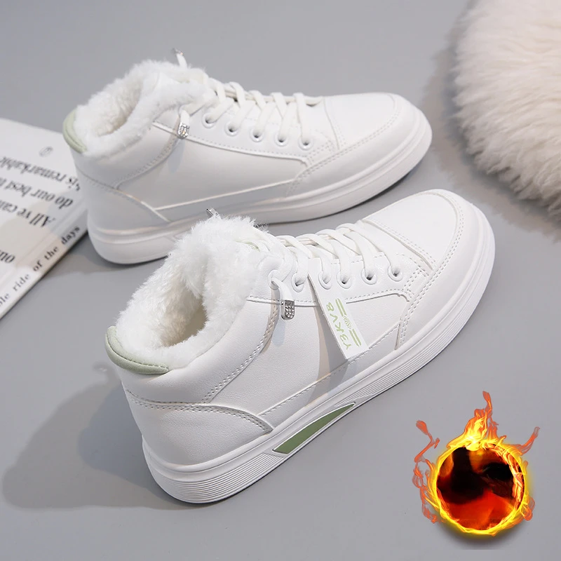 Купи Winter White Sneakers for Woman Comfort Warm Sports Shoes Plus Plush Flats Running Skateboard Shoes Ladies Trainers Sneakers за 1,466 рублей в магазине AliExpress