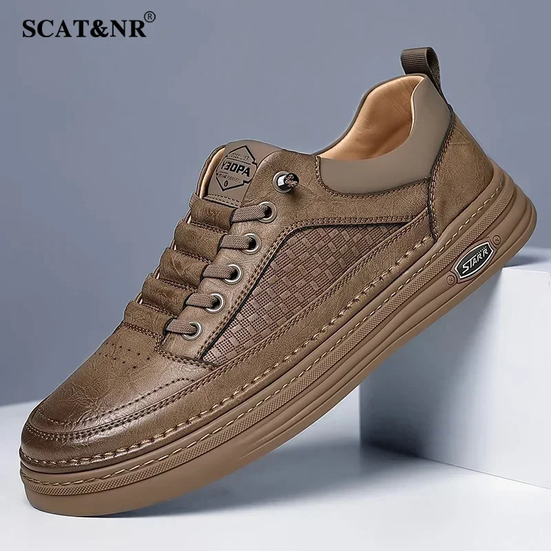 Модная мужская обувь в британском стиле туфли из натуральной кожи на толстой