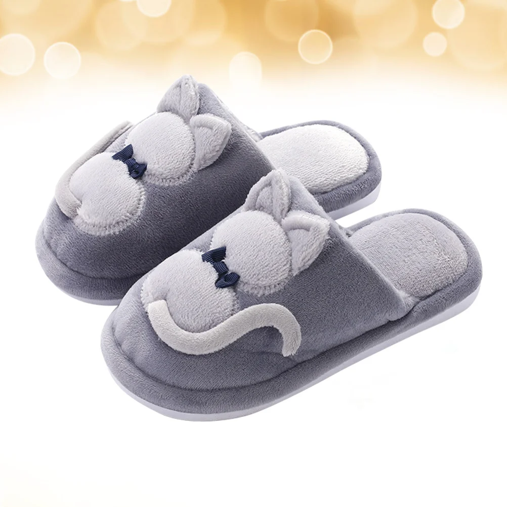 Cartoon Plush Slipper Fuzzy House Shoes Women Warm Slippers Kids Fuzzy Slippers Non-slip Cat Plush Slippers