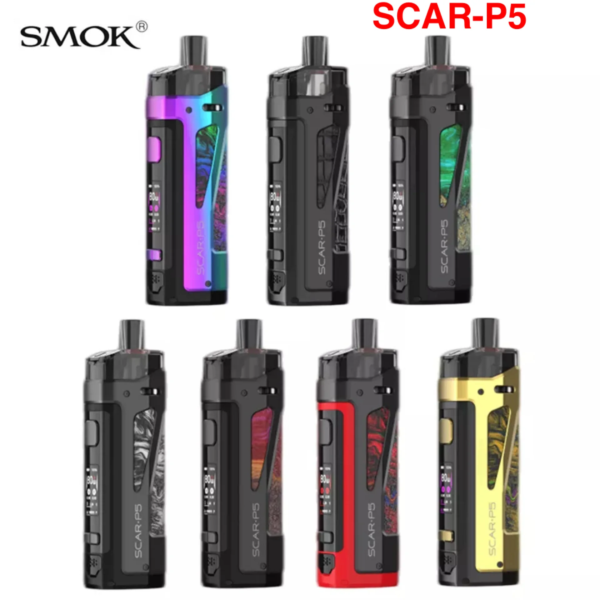 

Vape SMOK SCAR P5 Kit Bod Mod 80W Fit 18650 Battery Electronic Cigarette With Vaporizer Tank 5.5ml Atomizer RPM 2 meshCoil