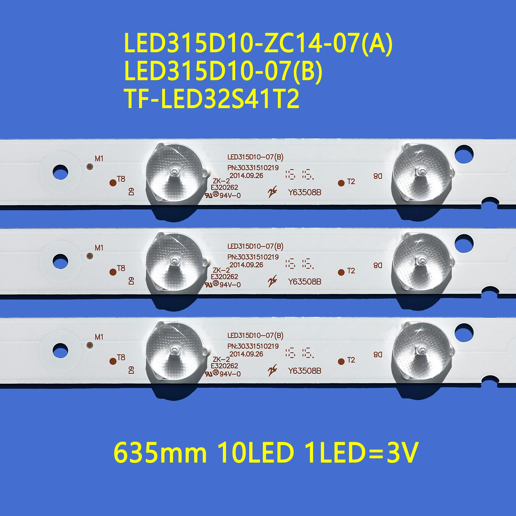 

3PCS NEW TV Lamp LED Backlight Strips For TELEFUNKEN TF-LED32S41T2 Bar Kit LED Bands LED315D10-07(B) LED315D10-ZC14-07(A) Ruler