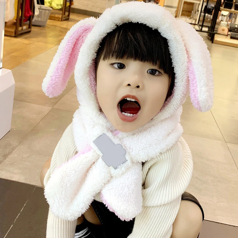 

Toddler Boy Girl Winter Hats Earflap Hood Hat Scarves Plush Animal Hats for Kids New Fashion Cute Windproof Comfortable -MX8