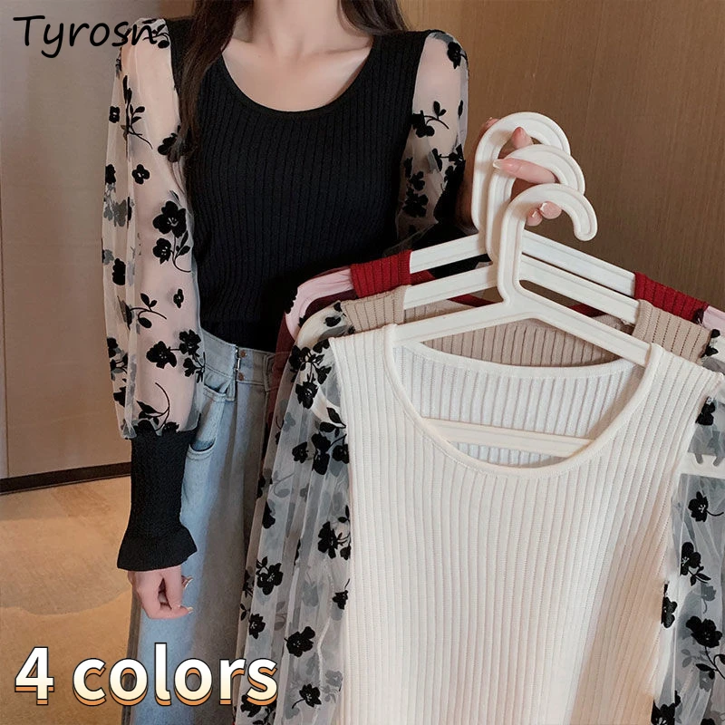 

T-shirts Women Patchwork Design Creativity Elegant Slim Female Spring Knitwear Leisure Korean Style Panelled Fashion All-match