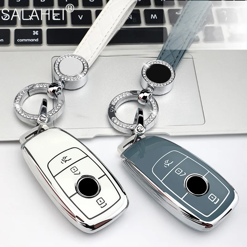 

TPU Silver Edge Design Car Remote Key Case Bag Cover For Mercedes Benz A B C E S Class W204 W205 W212 W213 W176 GLC CLA AMG W177
