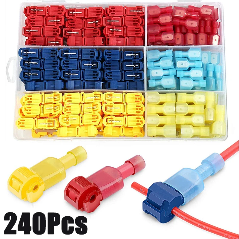 

240 шт., Т-образный электрический коннектор для быстрой обжимной клеммы