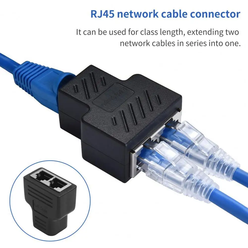 

Reliable ABS Quick Transmission RJ45 1 to 2 Female Network Splitter for Desktop