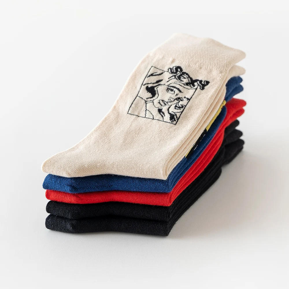 Original Socks Men's Tide Mid-tube Socks Cartoon Couple Tide Brand Summer Sports Street Tide Socks Women's Spring Cotton Socks