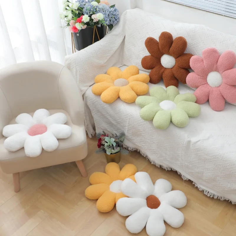 

Daisy Cushion Ins Cute Sofa Flower Throw Pillow Office Chair Bedroom Soft Elastic Floor Cushions Living Home Decoration Coussin