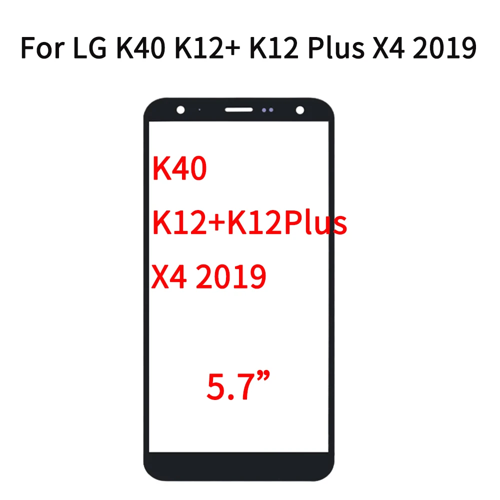 10 шт./лот для LG K40 K12 + K12 Plus X4 2019 X420EM сенсорный экран передняя стеклянная панель передняя внешняя линза для LG K40 ЖК-стекло с OCA