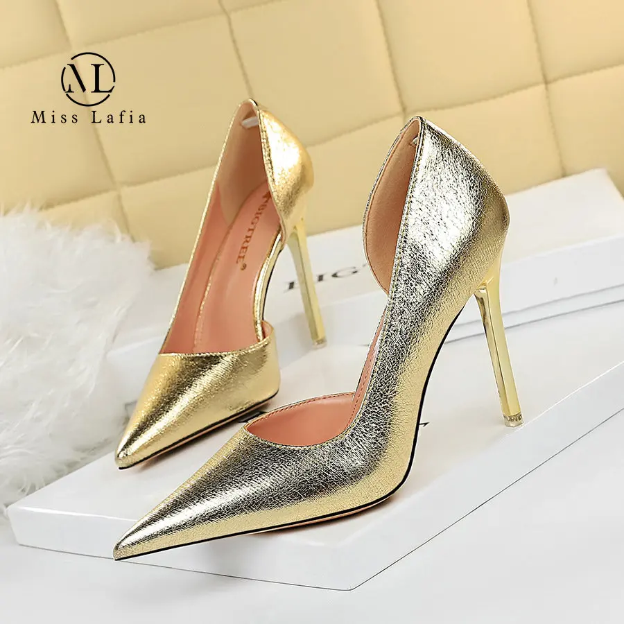 

2023 New Style Retro Europe America Lady High Heels Bling Stiletto Woman Shallow Mouth Side Hollow Sexy Nightclub Shoes Pumps