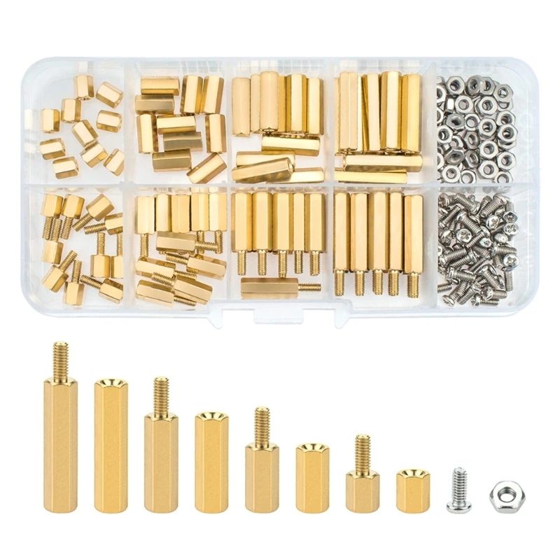 Универсальные 180 шт. латунные распорные втулки стойки винты гайки набор