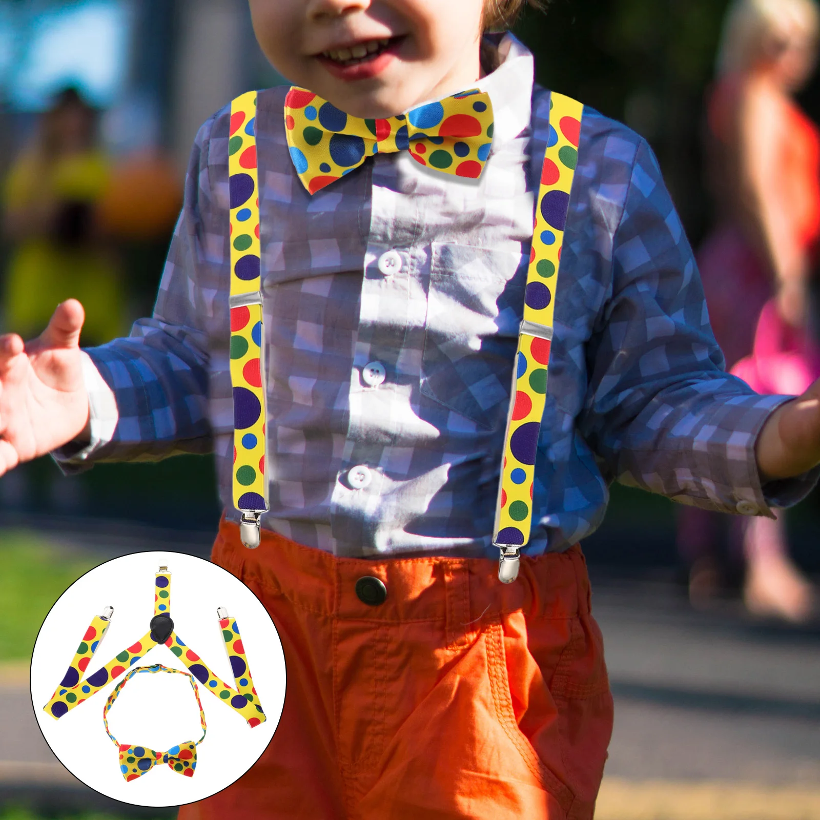 

Dot Bow Tie Belt Suspender Kids Halloween Costumes Cosplay Kit Toddler Suspenders Matching Metal Boy Clown Accessories