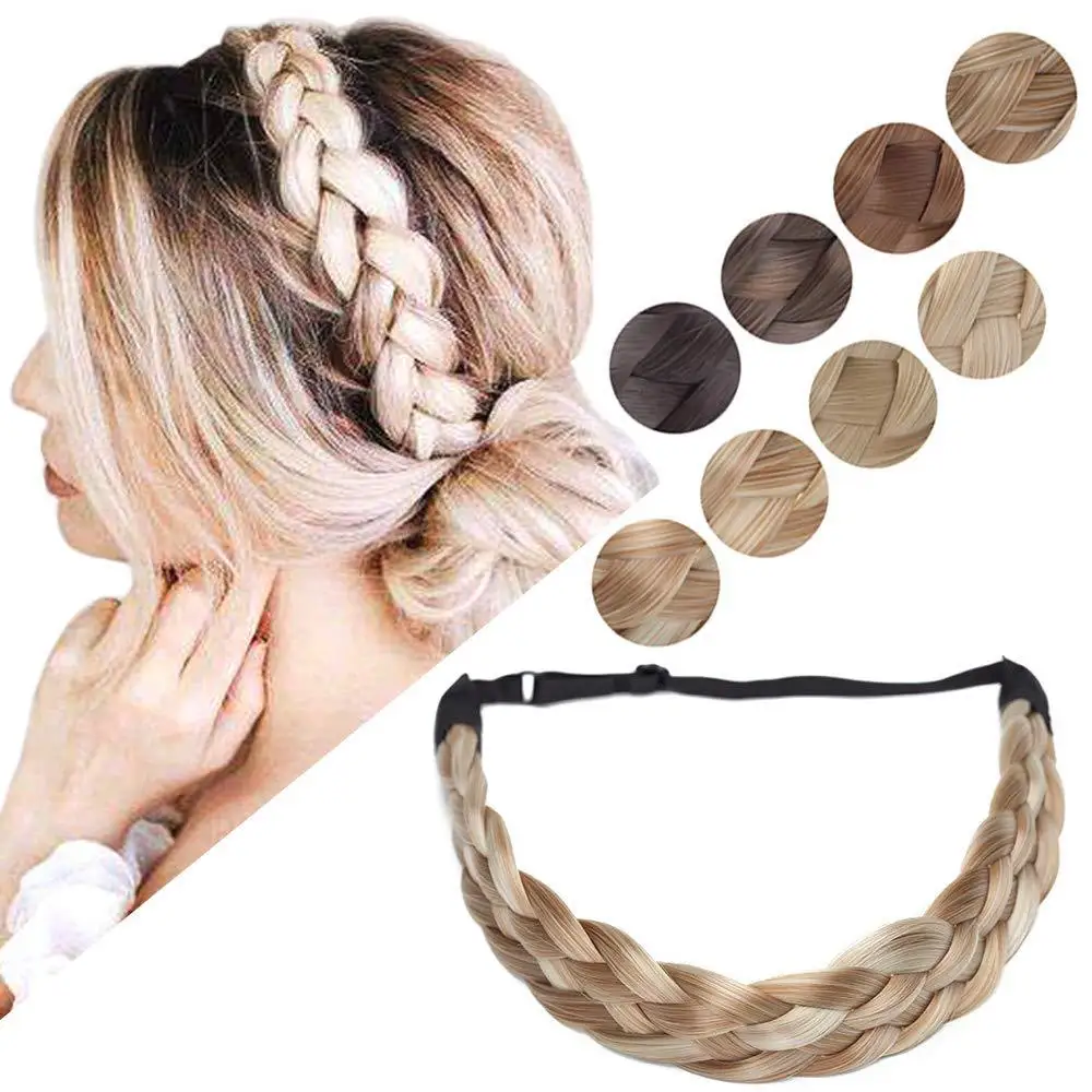 

Come Shine Fashion Women Headband Elastic Hair Band Solid Wig Hair Accessories Braid Headwear Adjustable Size