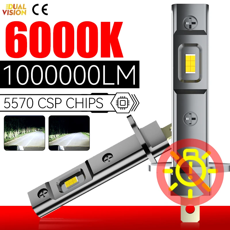 

Светодиодные фары 10000W 2PCS H1 Лампочка 1000000LM 5570 CSP чип LED H1 Автомобильные фары без вентилятора 1: 1 Мини - диодные противотуманные фары 12V 3000K 6000K
