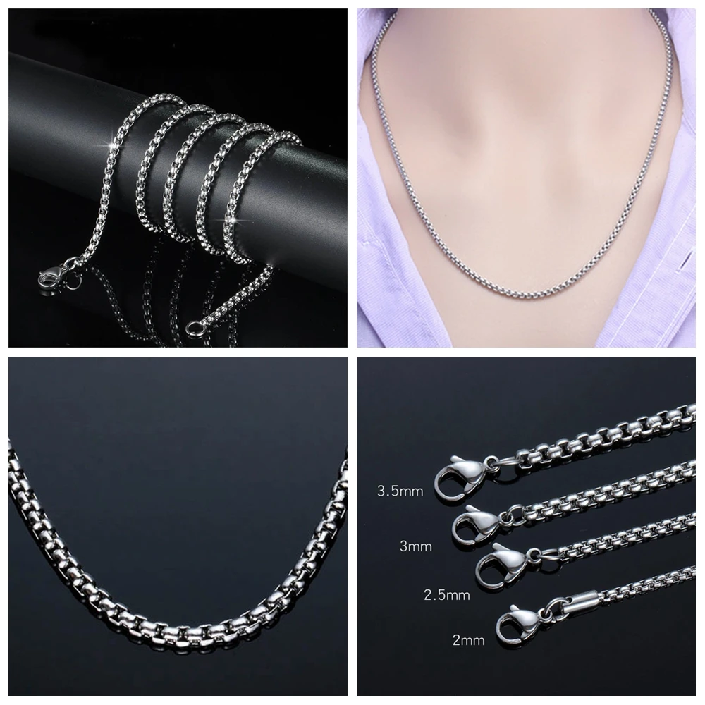

Cool Jewelry Hip Hop Women Men Statement Chain Necklace Stainless Steel Necklace 2mm/2.5mm/3mm/3.5mm/4mm